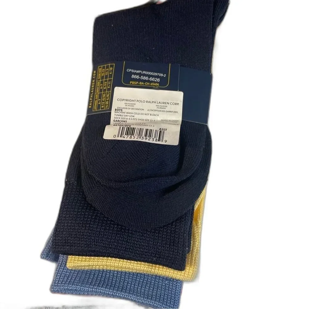 Polo Ralph Lauren Boys Supersoft Dress Sock 3-Pack Assorted